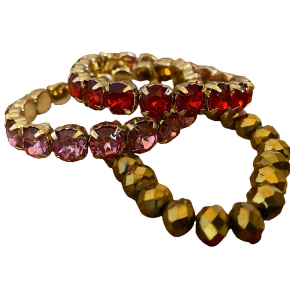 Catherine Malandrino Gold and Red Crystal Bracelets